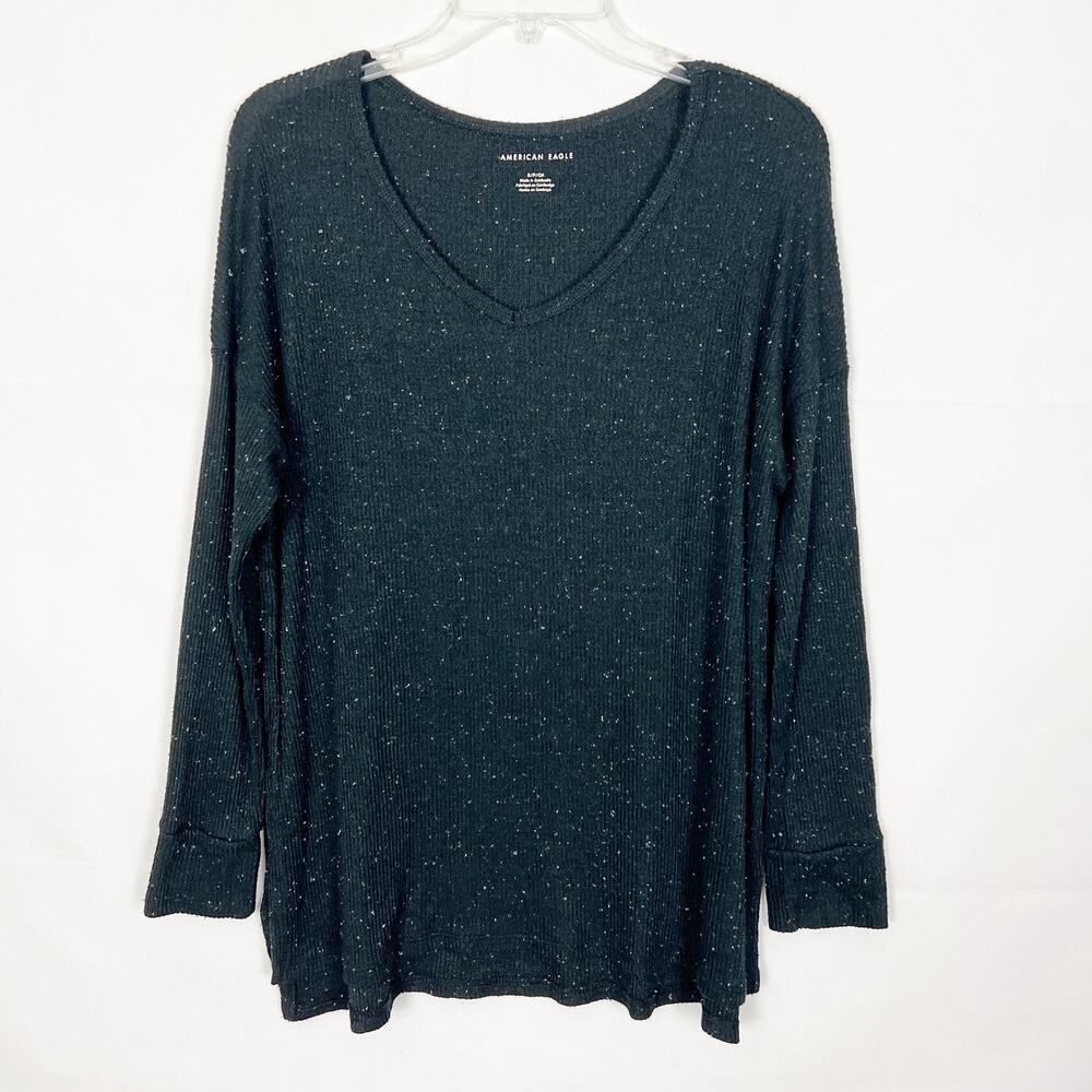 American Eagle Thermal Womens Small Speckled Loungewear Oversize Stretch Comfort